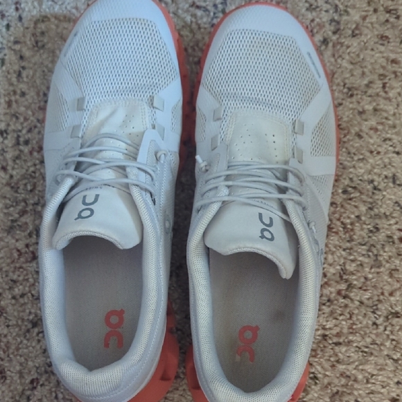 On Running Shoes - On Running White and Orange Athletic Shoes